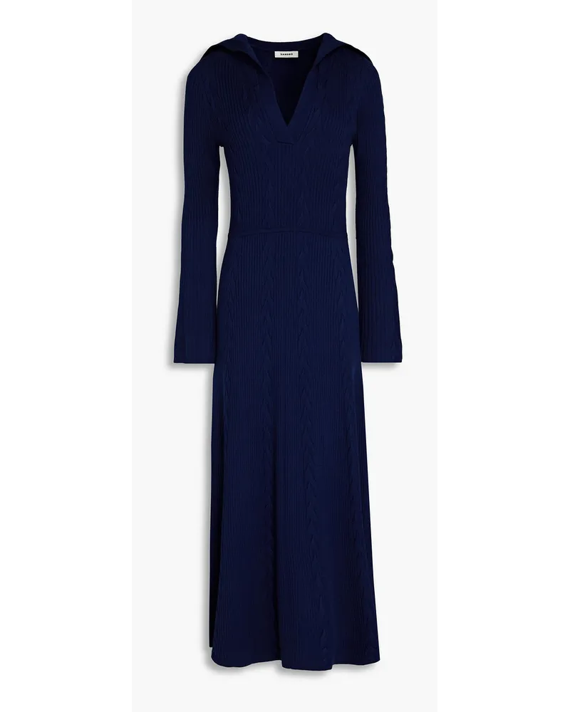 Sandro Cable-knit midi dress - Blue Blue