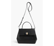 Bow-detailed pebbled-leather tote - Black