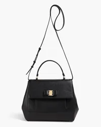 Ferragamo Bow-detailed pebbled-leather tote - Black Black