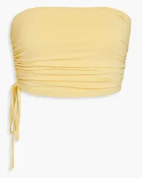 BONDI BORN Rainey ruched bandeau bikini top - Yellow Yellow