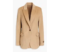 Bead-embellished cotton and cashmere-blend corduroy blazer - Neutral
