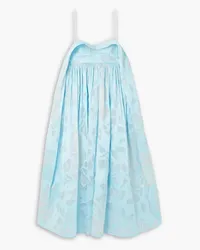 Cecilie Bahnsen Susa cutout ruffled devoré-habotai midi dress - Blue Blue