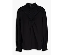 Phoenix gathered cotton-poplin blouse - Black