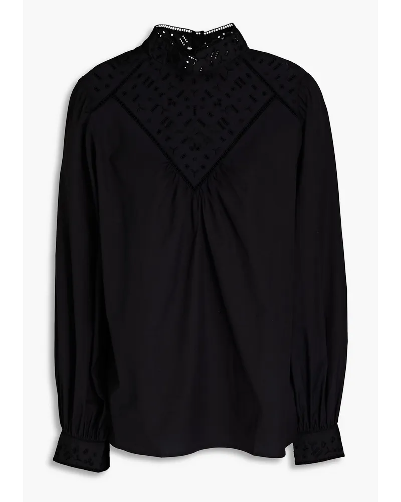 Phoenix gathered cotton-poplin blouse - Black