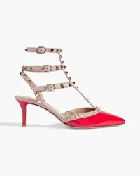 Valentino Garavani Rockstud two-tone patent-leather pumps - Red Red