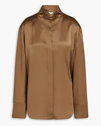 Vince Pleated silk-charmeuse shirt - Brown Brown