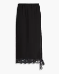 tibi Lace-trimmed draped twill midi skirt - Black Black