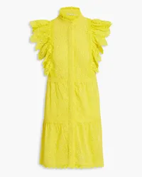 Alice + Olivia Alice Olivia - Pimmy pintucked broderie anglaise mini dress - Yellow Yellow