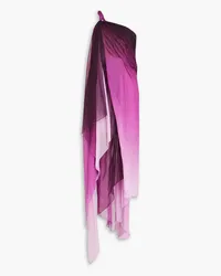 Oscar de la Renta One-shoulder dégradé silk-chiffon gown - Purple Purple