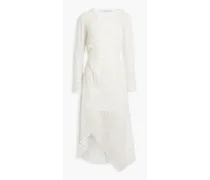 Lexa wrap-effect devoré silk-chiffon midi dress - White