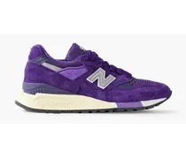 New Balance MADE in USA 998 Core rubber-trimmed leather, mesh and suede sneakers - Purple Purple