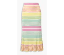 Kelly striped ribbed-knit midi skirt - Yellow