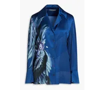 Floral-print stretch-silk shirt - Blue