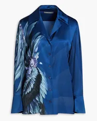 Alberta Ferretti Floral-print stretch-silk shirt - Blue Blue