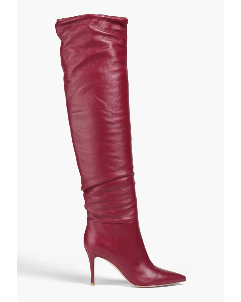 Gianvito Rossi Valeria gathered leather over-the-knee boots - Burgundy Burgundy