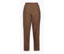 Prince of Wales checked wool-blend tapered pants - Brown
