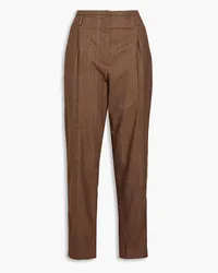 Brunello Cucinelli Prince of Wales checked wool-blend tapered pants - Brown Brown