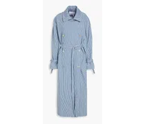 Striped denim coat - Blue