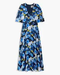 Lela Rose Floral-print georgette maxi dress - Blue Blue