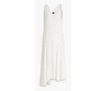 Asymmetric washed twill midi dress - White