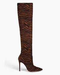 Gianvito Rossi Zebra-print crepe over-the-knee boots - Brown Brown