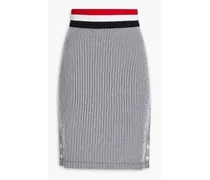 Striped jacquard-knit cotton skirt - Blue