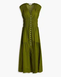 Frame Denim Shirred cotton midi shirt dress - Green Green