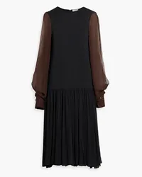 Ferragamo Chiffon-paneled crepe dress - Black Black