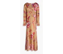 Jesse floral-print silk-satin maxi dress - Neutral