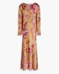 Hayley Menzies Jesse floral-print silk-satin maxi dress - Neutral Neutral