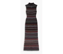 Metallic crochet-knit maxi dress - Black