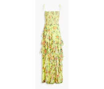 Alice Olivia - Jocelyn ruffled floral-print broderie anglaise maxi dress - Yellow