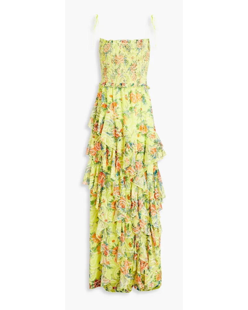 Alice + Olivia Alice Olivia - Jocelyn ruffled floral-print broderie anglaise maxi dress - Yellow Yellow