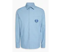 Luke embroidered cotton-poplin shirt - Blue