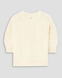 Sea Leni cotton jersey-trimmed cable-knit wool sweater - White White