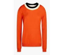 Color-block wool sweater - Orange