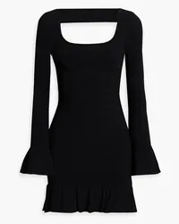 Hervé Léger Cutout paneled ribbed-knit mini dress - Black Black