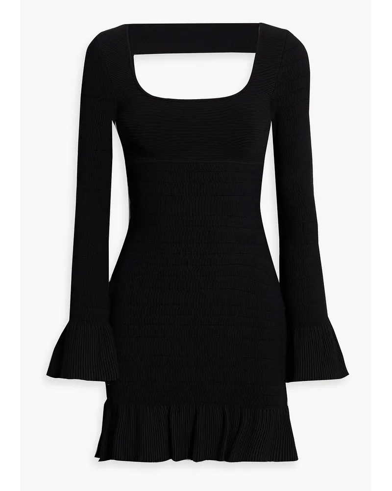 Hervé Léger Cutout paneled ribbed-knit mini dress - Black Black