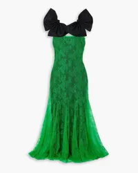 Nina Ricci Lace and bow-detailed taffeta gown - Green Green