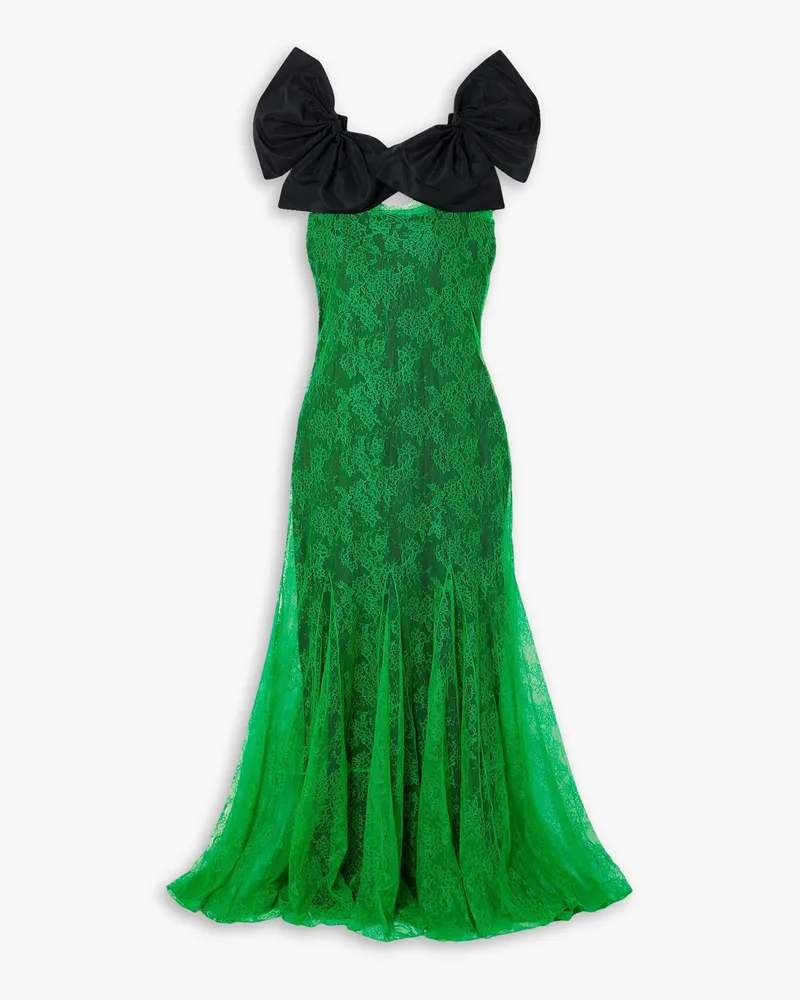 Nina Ricci Lace and bow-detailed taffeta gown - Green Green