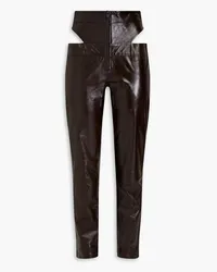 Zeynep Arcay Cutout leather tapered pants - Brown Brown