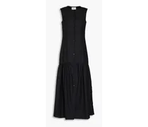 Striped wool-twill maxi dress - Black