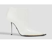 Embellished patent-leather ankle boots - White