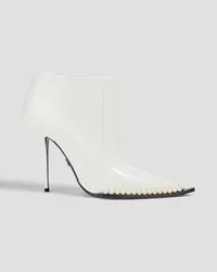 Dolce & Gabbana Embellished patent-leather ankle boots - White White