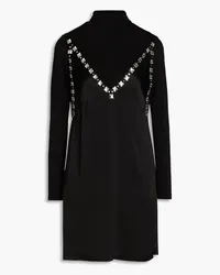 Maje Crystal-embellished satin and jersey mini dress - Black Black