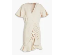 Albi ruched crepe mini dress - White