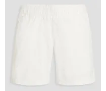 Stretch-cotton poplin shorts - White