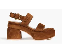 Suede platform slingback sandals - Brown