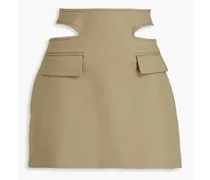 Cutout cotton-twill mini skirt - Green