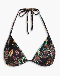 Charo Ruiz Printed triangle bikini top - Black Black